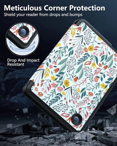 MoKo Case for Kobo Clara BW/Clara Colour/Clara 2E 6", Ultra Slim Lightweight with Auto Wake/Sleep Cover Folio Case for Kobo Clara BW/Clara Colour 6" 2024, Flowers in Saudi Arabia
