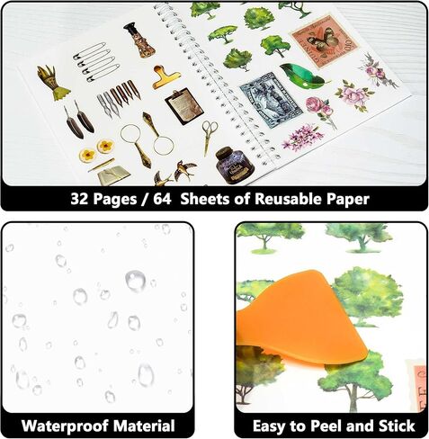 كتاب تخزين الملصقات القابل لإعادة الاستخدام، ألبوم تجميع الملصقات الفارغة، كتاب منظم مقاس A5 مع 32 ورقة تحرير فارغة لمجموعة حامل الملصقات، أصفر in Kuwait