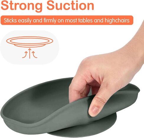 طبق من السيليكون بدرجة الطعام من Precioustots، خالٍ من مادة BPA، آمن للاستخدام في الميكروويف، آمن للاستخدام في غسالة الأطباق (الزعتر المجفف) in Saudi Arabia