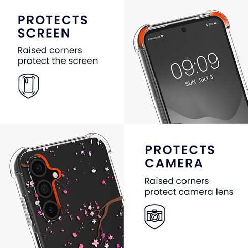 kwmobile Crossbody Case Compatible with Samsung Galaxy A15 5G Case Strap - Palm Leaves Yellow/Grey/Transparent in Saudi Arabia