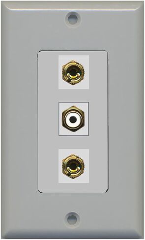 RiteAV - 1 Port RCA White 2 Port Banana Speaker Decorative Wall Plate - White in Kuwait
