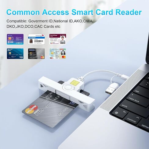 قارئ بطاقات USB/USB C CAC، قارئ بطاقات CAC وصول مشترك USB عسكري من النوع C قارئ بطاقات ذكية USB متوافق مع نظام التشغيل Windows وMac OS Mini Fold Plug and Play in Saudi Arabia