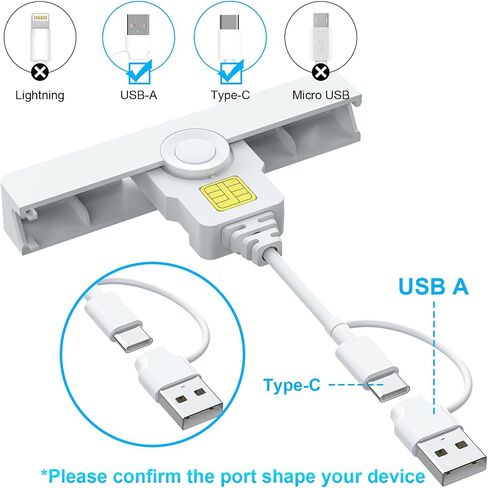 قارئ بطاقات USB/USB C CAC، قارئ بطاقات CAC وصول مشترك USB عسكري من النوع C قارئ بطاقات ذكية USB متوافق مع نظام التشغيل Windows وMac OS Mini Fold Plug and Play in Saudi Arabia