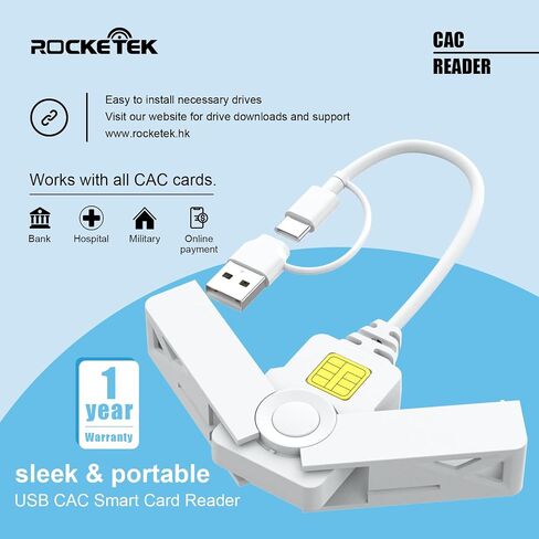 قارئ بطاقات USB/USB C CAC، قارئ بطاقات CAC وصول مشترك USB عسكري من النوع C قارئ بطاقات ذكية USB متوافق مع نظام التشغيل Windows وMac OS Mini Fold Plug and Play in Saudi Arabia