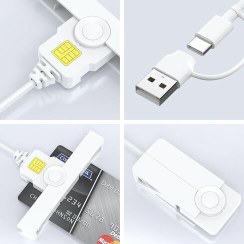 قارئ بطاقات USB/USB C CAC، قارئ بطاقات CAC وصول مشترك USB عسكري من النوع C قارئ بطاقات ذكية USB متوافق مع نظام التشغيل Windows وMac OS Mini Fold Plug and Play in Saudi Arabia