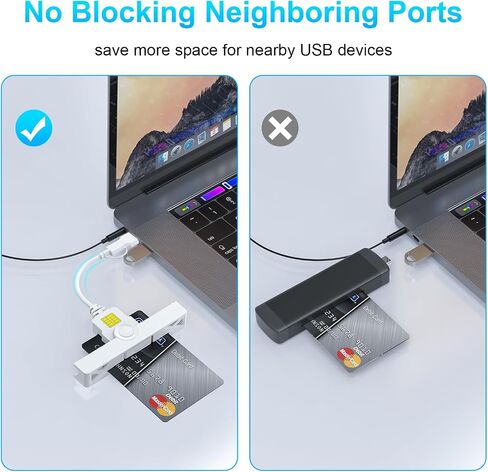 قارئ بطاقات USB/USB C CAC، قارئ بطاقات CAC وصول مشترك USB عسكري من النوع C قارئ بطاقات ذكية USB متوافق مع نظام التشغيل Windows وMac OS Mini Fold Plug and Play in Saudi Arabia