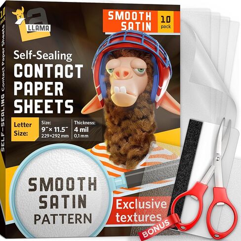 أوراق تغليف ورق لاصقة شفافة غير لامعة ذاتية اللصق مقاس 8.5 × 11، لمسة نهائية ناعمة من الساتان لا تحتاج إلى آلة، أوراق تغليف ذاتية الغلق، بسمك 4 مل، 10 عبوات in Kuwait