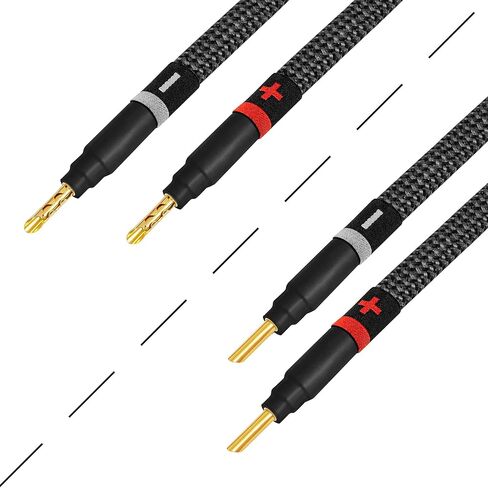 WORLDS BEST CABLES 8 Foot ULTIMATE - 8 AWG - Ultra-Pure OFC - Premium Audiophile HiFi Speaker Cable Pair with Eminence Gold Banana Plugs & Carbon Tweed Jacket in Saudi Arabia