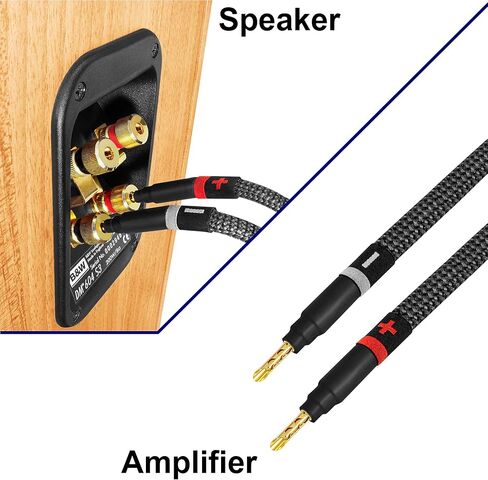 WORLDS BEST CABLES 8 Foot ULTIMATE - 8 AWG - Ultra-Pure OFC - Premium Audiophile HiFi Speaker Cable Pair with Eminence Gold Banana Plugs & Carbon Tweed Jacket in Saudi Arabia