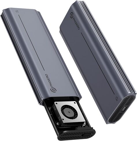 PHIXERO 40Gbps M.2 NVMe Enclosure with Cooling Fan, Tool-free SSD Enclosure for M1 M2 Pro/Max, Aluminum M.2 Enclosure Compatible with Thunderbolt 4/3 USB4 8TB Capacity, for Size 2280 M-Key B+M Key in Saudi Arabia