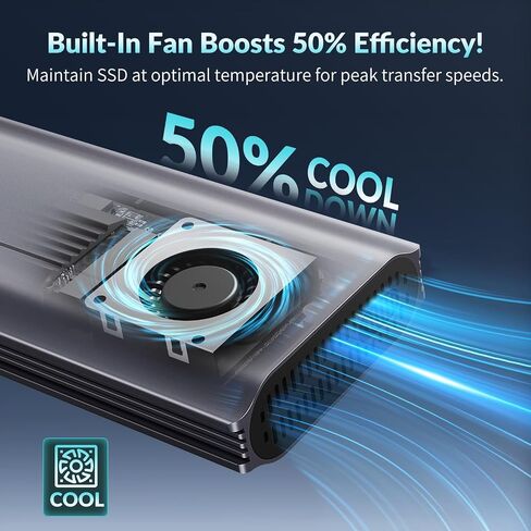 PHIXERO 40Gbps M.2 NVMe Enclosure with Cooling Fan, Tool-free SSD Enclosure for M1 M2 Pro/Max, Aluminum M.2 Enclosure Compatible with Thunderbolt 4/3 USB4 8TB Capacity, for Size 2280 M-Key B+M Key in Saudi Arabia