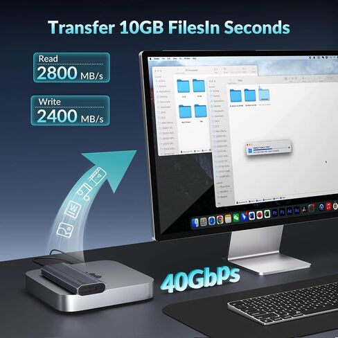 PHIXERO 40Gbps M.2 NVMe Enclosure with Cooling Fan, Tool-free SSD Enclosure for M1 M2 Pro/Max, Aluminum M.2 Enclosure Compatible with Thunderbolt 4/3 USB4 8TB Capacity, for Size 2280 M-Key B+M Key in Saudi Arabia