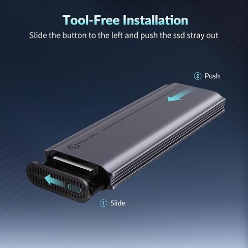 PHIXERO 40Gbps M.2 NVMe Enclosure with Cooling Fan, Tool-free SSD Enclosure for M1 M2 Pro/Max, Aluminum M.2 Enclosure Compatible with Thunderbolt 4/3 USB4 8TB Capacity, for Size 2280 M-Key B+M Key in Saudi Arabia