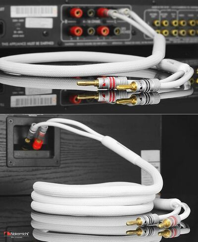 Nakamichi 24k Gold Plated Banana Plugs with 12 AWG Speaker Cable 99.9% OFC | Oxygen-Free Copper, Excel Series, Heavy Duty Braided for Amplifier Receiver Hi-Fi Stereo Audio Wire - Black (10 feet / 3.0m) in Saudi Arabia
