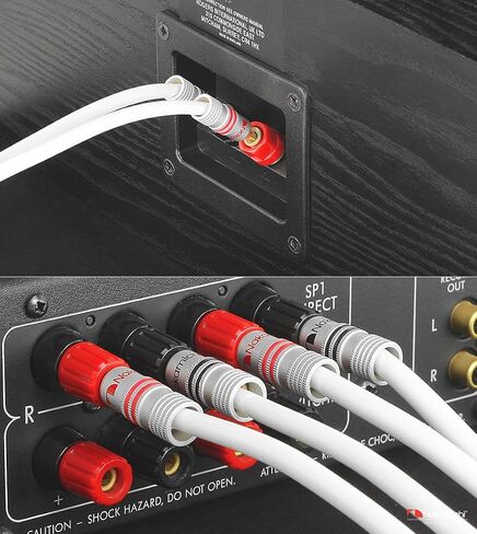 Nakamichi 24k Gold Plated Banana Plugs with 12 AWG Speaker Cable 99.9% OFC | Oxygen-Free Copper, Excel Series, Heavy Duty Braided for Amplifier Receiver Hi-Fi Stereo Audio Wire - Black (10 feet / 3.0m) in Saudi Arabia