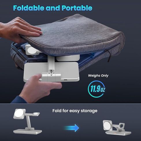 MagSafe 3 in 1 Wireless Charging Station: JoyGeek Portable Foldable Stand for iPhone 17 16 15 14 13 Pro Max Plus, Apple Watch, AirPods Pro (White) in Saudi Arabia