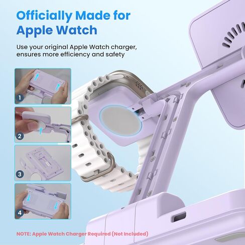 JoyGeek 3-in-1 Charger Stand for Magsafe: Magnetic Charging Station for iPhone 15/14/13/12 Pro Max/Plus/Mini - Wireless Mag-Safe Dock for Apple Watch Ultra 2/Series 9-2 Series, Air Pods Pro 3rd/2nd in Saudi Arabia