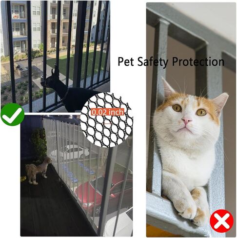 Balcony Safety Net for Kids Banister Guard-10ft x 3ft Child Safety Net, Balcony Mesh Screen for Pets, Dogs, Cats, Toys - Stair Railing Baby Proof (Black) in Saudi Arabia