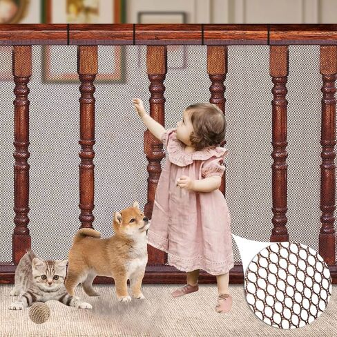 Balcony Safety Net for Kids Banister Guard-10ft x 3ft Child Safety Net, Balcony Mesh Screen for Pets, Dogs, Cats, Toys - Stair Railing Baby Proof (Black) in Saudi Arabia