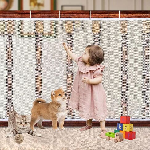 Balcony Safety Net for Kids Banister Guard-10ft x 3ft Child Safety Net, Balcony Mesh Screen for Pets, Dogs, Cats, Toys - Stair Railing Baby Proof (Black) in Saudi Arabia