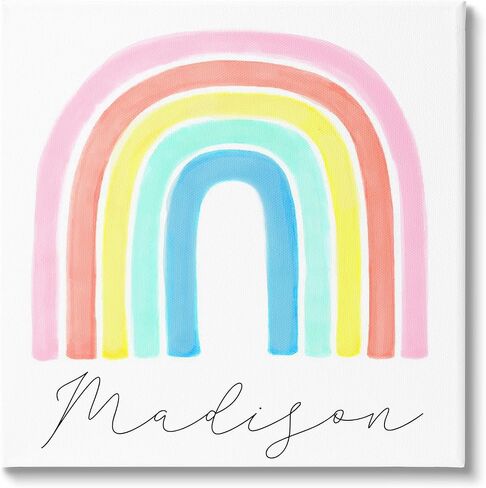 Stupell Industries Soft Pastel Rainbow Personalized Canvas Wall Art by Reesa Qualia in Saudi Arabia