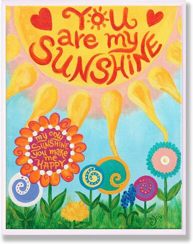 لوحة فنية جدارية من القماش من Stupell Home Décor You are My Sunshine، مقاس 16 × 20، متعددة الألوان in Saudi Arabia