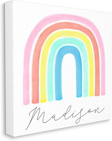 Stupell Industries Soft Pastel Rainbow Personalized Canvas Wall Art by Reesa Qualia in Saudi Arabia