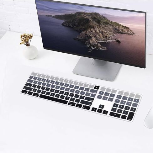 غطاء لوحة مفاتيح سيليكون للوحة مفاتيح Apple Magic مع Touch ID - موديل A2520 | 2022 Mac Studio و2021 iMac 24 بوصة M1 Chip | مضاد للغبار (أسود) in Saudi Arabia