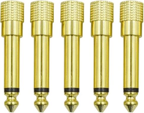 محول أحادي 1/4 إلى 1/8 أحادي، قابس ذكر TS 6.35 مم إلى أنثى 3.5 مم (أحادي إلى أحادي) موصل صوت محول الصوت ذهبي - (5 قطع) in Kuwait