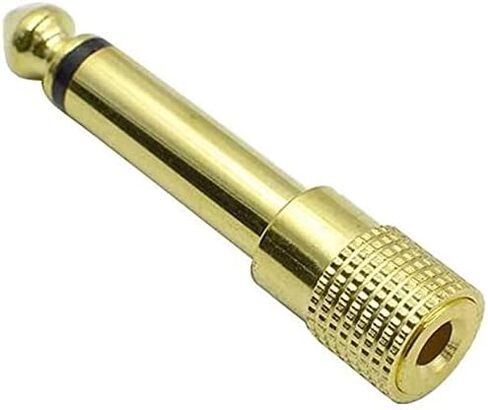 محول أحادي 1/4 إلى 1/8 أحادي، قابس ذكر TS 6.35 مم إلى أنثى 3.5 مم (أحادي إلى أحادي) موصل صوت محول الصوت ذهبي - (5 قطع) in Kuwait