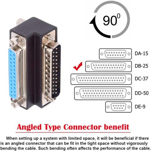 تشينيانغ RS232 DB25Pin المنفذ التسلسلي 90 درجة أسفل الزاوية موصل مواز LPT AES/EBU محول in Kuwait