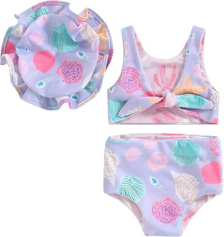 Toddler Baby Girl 2Pcs Bikini Swimsuit Set Sleeveless Tank Tops with Shorts Tankini Bathing Suit Beach Swimwear (Purple One, 18-24 Months) in Saudi Arabia