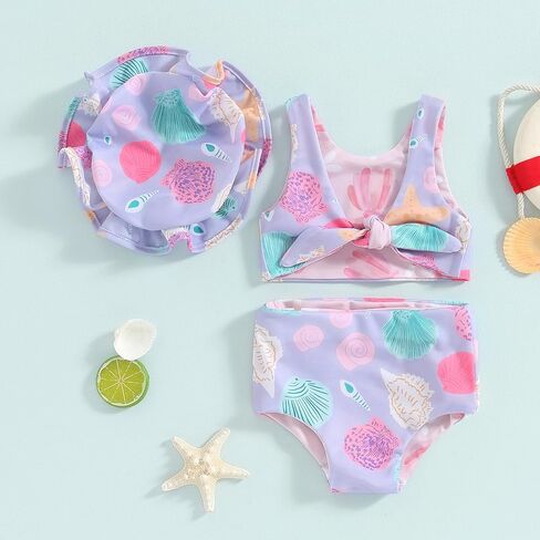 Toddler Baby Girl 2Pcs Bikini Swimsuit Set Sleeveless Tank Tops with Shorts Tankini Bathing Suit Beach Swimwear (Purple One, 18-24 Months) in Saudi Arabia