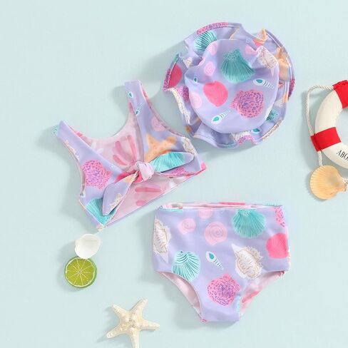 Toddler Baby Girl 2Pcs Bikini Swimsuit Set Sleeveless Tank Tops with Shorts Tankini Bathing Suit Beach Swimwear (Purple One, 18-24 Months) in Saudi Arabia
