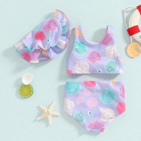 Toddler Baby Girl 2Pcs Bikini Swimsuit Set Sleeveless Tank Tops with Shorts Tankini Bathing Suit Beach Swimwear (Purple One, 18-24 Months) in Saudi Arabia
