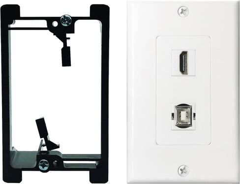 JULILOV 1Port HDMI & 1Port USB 2.0 B Female/A Female Wall Plate with Single Gang Low Voltage Mounting Bracket,Yomyrayhu,Works for Home Theater,Blu-ray Player,Printer and More in Kuwait