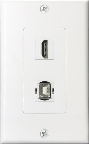 JULILOV 1Port HDMI & 1Port USB 2.0 B Female/A Female Wall Plate with Single Gang Low Voltage Mounting Bracket,Yomyrayhu,Works for Home Theater,Blu-ray Player,Printer and More in Kuwait