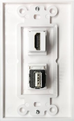 JULILOV 1Port HDMI & 1Port USB 2.0 B Female/A Female Wall Plate with Single Gang Low Voltage Mounting Bracket,Yomyrayhu,Works for Home Theater,Blu-ray Player,Printer and More in Kuwait