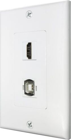 JULILOV 1Port HDMI & 1Port USB 2.0 B Female/A Female Wall Plate with Single Gang Low Voltage Mounting Bracket,Yomyrayhu,Works for Home Theater,Blu-ray Player,Printer and More in Kuwait