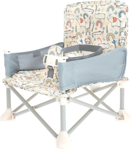 Nuby Easy Go Pop Up Foldable Booster Seat with Removable Tray and Travel Bag - Travel Floor and Booster Seat for Indoor/Outdoor Use - 3-Point Safety Adjustable Straps - 6+ Months, Safari in Saudi Arabia