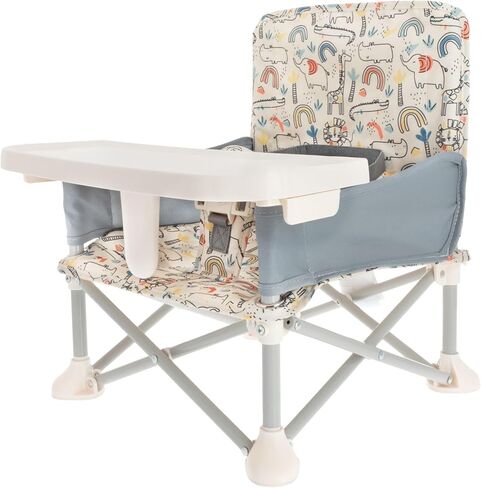 مقعد معزز قابل للطي من نوبي Easy Go Pop Up مع صينية قابلة للإزالة وحقيبة سفر - أرضية سفر ومقعد معزز للاستخدام الداخلي/الخارجي - أشرطة أمان قابلة للتعديل بثلاث نقاط - 6+ أشهر، سفاري in Kuwait