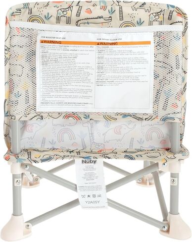 مقعد معزز قابل للطي من نوبي Easy Go Pop Up مع صينية قابلة للإزالة وحقيبة سفر - أرضية سفر ومقعد معزز للاستخدام الداخلي/الخارجي - أشرطة أمان قابلة للتعديل بثلاث نقاط - 6+ أشهر، سفاري in Kuwait