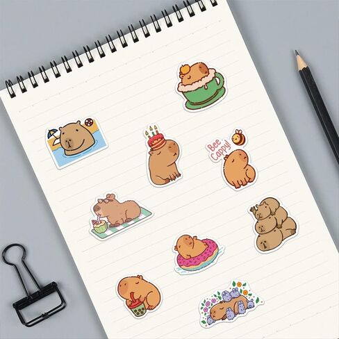 Kawaii Stickers, 50 Pcs Cute Animal Stickers Vinyl Waterproof Capybara Decals for Water Bottle Laptop Luggage Snowboard Guitar Scrapbook Phone Stickers Gifts for Teens Girls Kids Adult in Saudi Arabia
