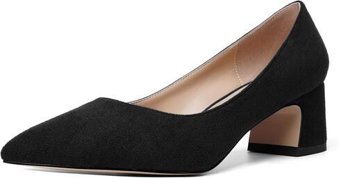 Womens Block Office Slip On Casual Suede Pointed Toe Chunky Low Heel Pumps Shoes 2 Inch in Kuwait