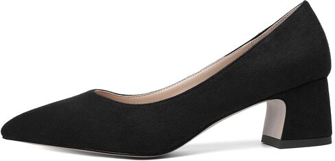 Womens Block Office Slip On Casual Suede Pointed Toe Chunky Low Heel Pumps Shoes 2 Inch in Kuwait