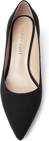 Womens Block Office Slip On Casual Suede Pointed Toe Chunky Low Heel Pumps Shoes 2 Inch in Kuwait