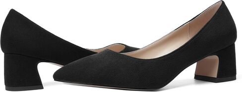 Womens Block Office Slip On Casual Suede Pointed Toe Chunky Low Heel Pumps Shoes 2 Inch in Kuwait