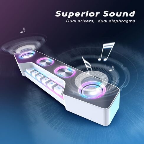 PC Speakers for Desktop, Bluetooth Computer Speakers Wireless for Gaming, Streaming, Party, E-Sport, RGB Speakers with Aux-in Audio Jack, Controllable RGB, Volume Button-A16 Black in Saudi Arabia