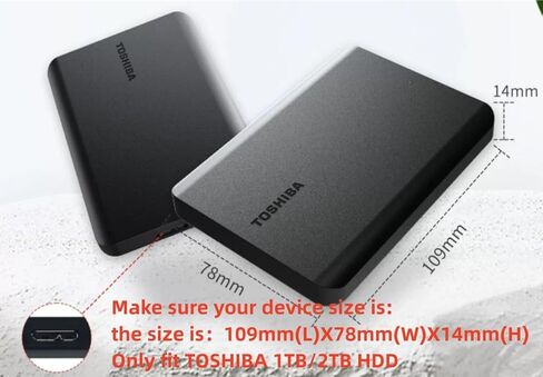 2 Pack Soft Silicone Protective Case Cover Sleeve Compatible with Toshiba Canvio Basics A5 1TB 2TB Portable External Hard Drive HDD, Shockproof dropproof Scratch Resistant Skin (Black+red) in Saudi Arabia