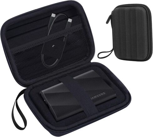 حقيبة حمل صلبة لهاتف Samsung T9 / T7 Shield / T7 / T7 Touch Portable SSD 500GB 1TB 2TB USB 3.2 محركات الأقراص الصلبة الخارجية، حقيبة تخزين سفر صلبة مقاومة للصدمات EVA، أسود in Kuwait